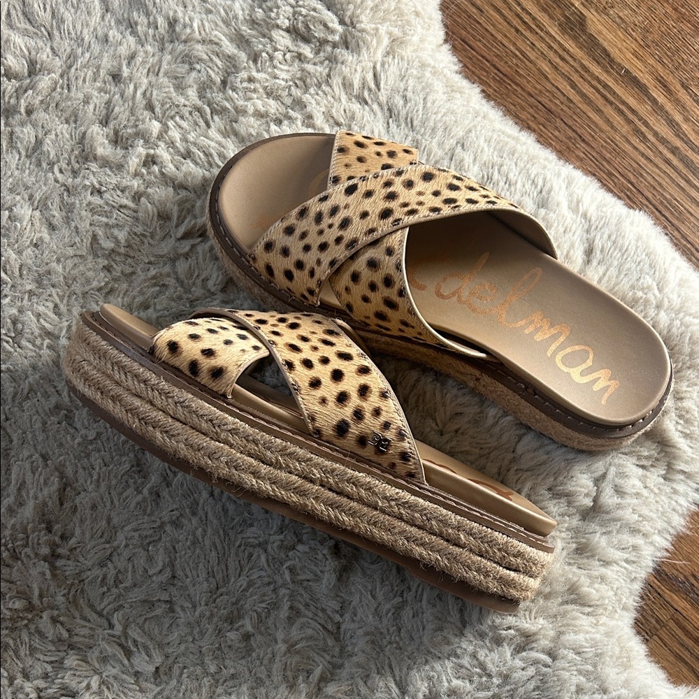 Sam Edelman Tan and Black Espadrille Sandals